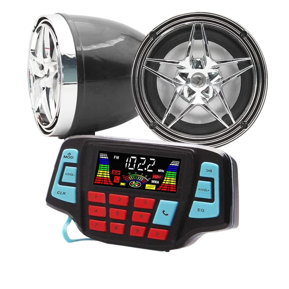 UTV ATV Bluetooth Amplifier Sound System Hand-free Speakers FM USB Audio System Stereo 2.5 Inch Speakers 12V Motorcycle Waterproof Audio FM Radio Stereo Speaker For iPhone/iPod/MP3 Skull …