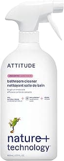 ATTITUDE Bathroom Cleaner Spray, EWG Verified, Plant-Based & Vegan, Safe for Bathroom Surfaces, Tiles, Tubs, Shower Walls, and Grout, Unscented, 27.1 Fl Oz