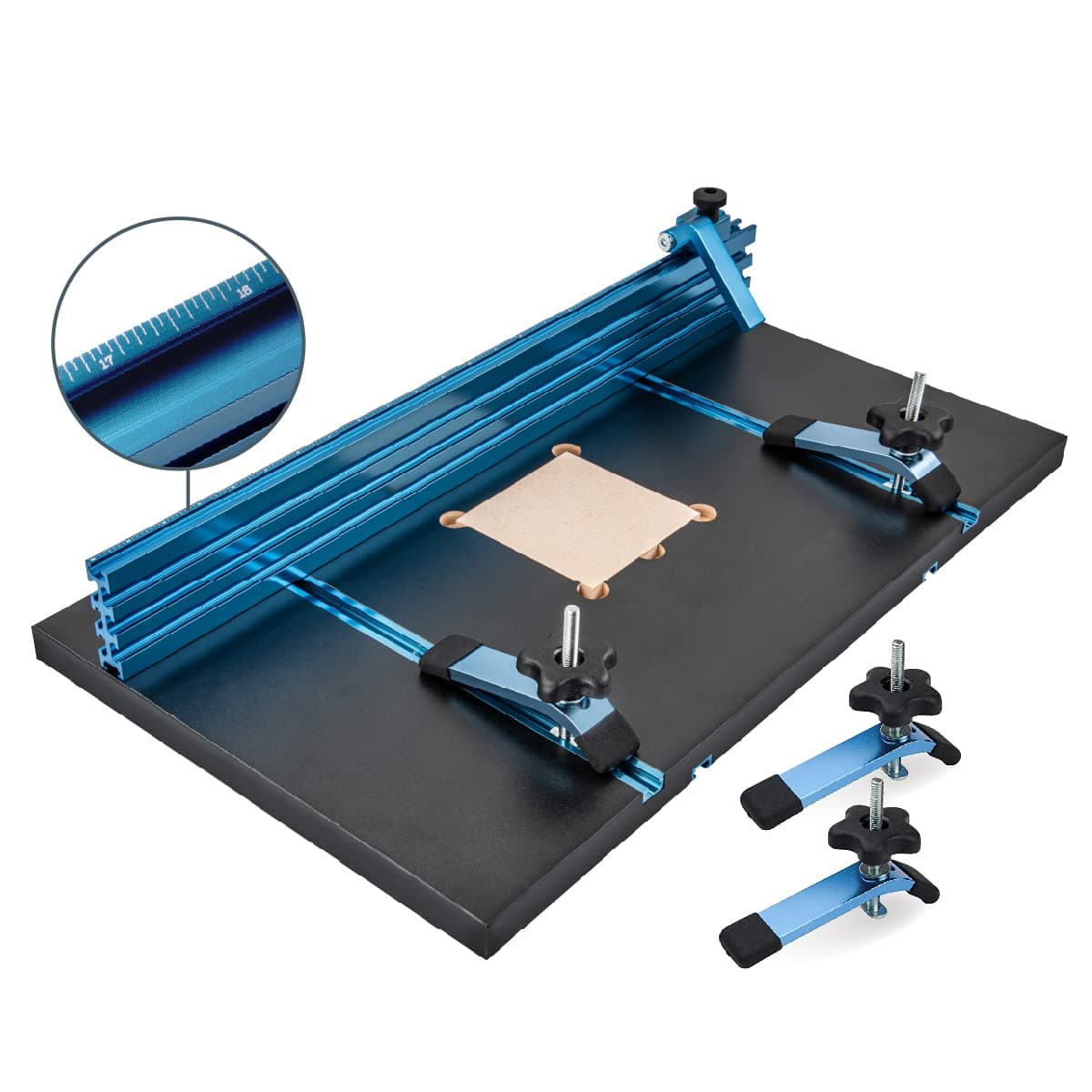 Drill Press Table Accessories Kit w/T Track Drill Press Fence 14"x24",Laser Etched Scale, Clamps, Adjustable Inserts w/Knob, Flip Stops, Table Fence, Fits Tables 12" Above - 71539