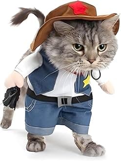 NACOCO Cowboy Dog Costume with Hat Dog Clothes Halloween Costumes for Cat and Small Dog (Large)