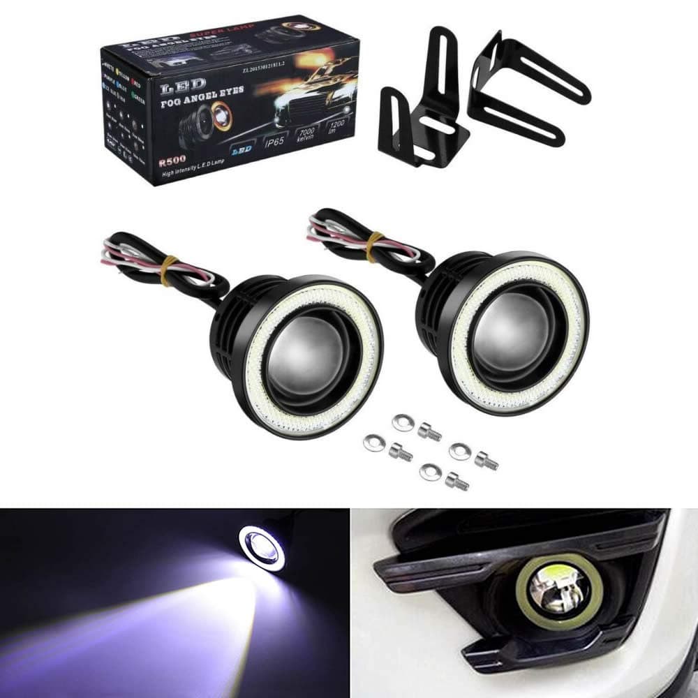 2 X 3" COB LED Fog Light Projector Car Auto White Angel Eyes Halo Ring DRL Lamp