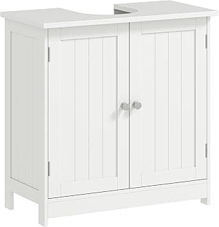 HOMCOM Under Sink Bathroom Storage Cabinet 2 Layers Vanity Unit Wooden - White