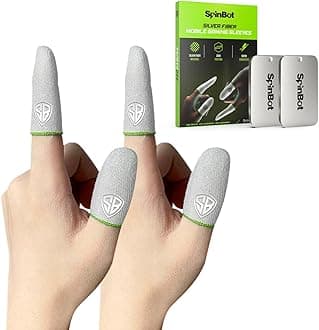 SpinBot Silver Fiber Thumb & Finger Sleeve for Mobile Game (4 Pieces), Pubg,C...