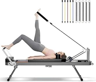 SogesPower Pilates Reformer Machine for Home Gym Workout, Foldable Pilates Equipment with High Strength Alloy Springs for Beginners, Up to 330lbs Weight Capacity