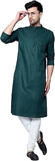 LATEST CHIKANMen's Cotton Blend Solid Long Kurta Full Sleeves - Casual Ethnic Wear