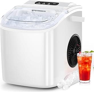 COWSAR Ice Maker Countertop, Portable Ice Machine with Self-Cleaning, 26.5lbs/24Hrs, 9 Bullet Ice Cubes in 6 Mins, Ice Basket and Scoop, Ideal for Home, Kitchen, Bar, Camping, White