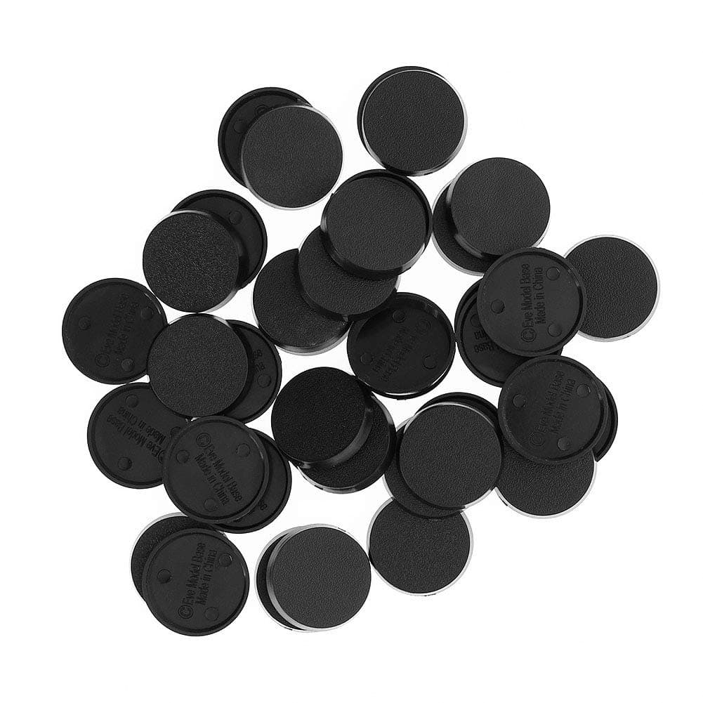 Evemodel 100pcs 25mm Round Plastic Model Bases for Wargames Table Games