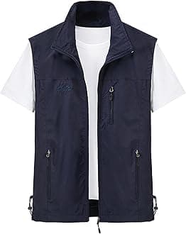 Gihuo Men's Lightweight Softshell Sleeveless Golf Vest with Zipper Pockets for Travel Hiking Fishing Safari Outwear