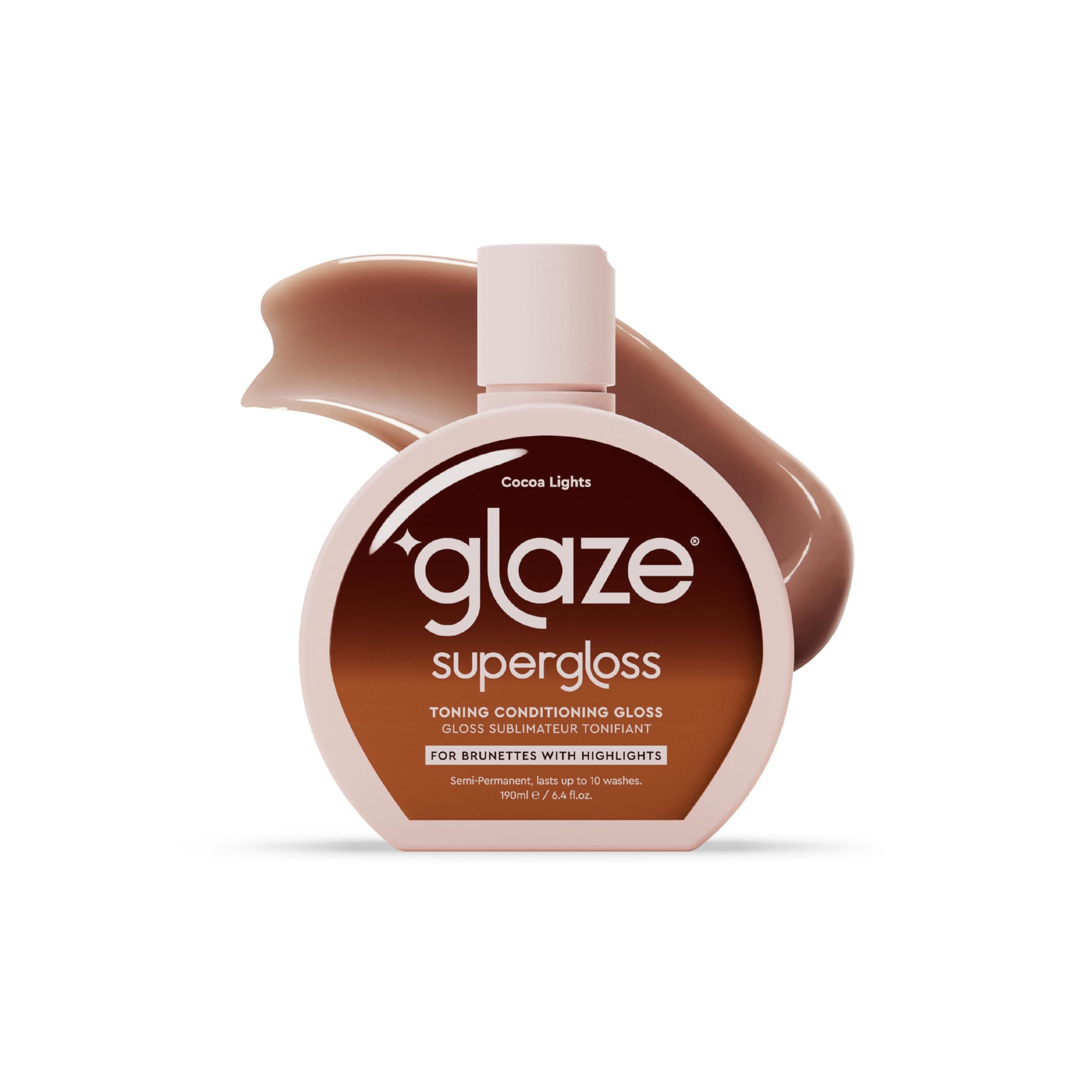 Glaze Super Gloss Color Conditioning Gloss – Cocoa Lights for Medium to Dark Brown Hair with Highlights – Rinse Out Semi-Permanent Hair Gloss that Enhances Color and Boosts Shine & Hydration