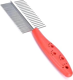 Foodie Puppies Double Side Steel Needles Comb for Dogs and Cats - (Paw Dual Comb) | Grooming Rake Shedding for Dogs, Cats - Cleaning Supplies (Color May Vary)