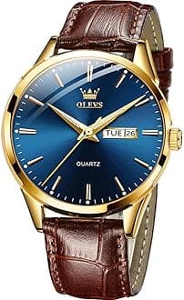 OLEVS Men's Casual Fashion Waterproof Gold Stainless Steel Band Quartz Gold Watches Gifts for Men