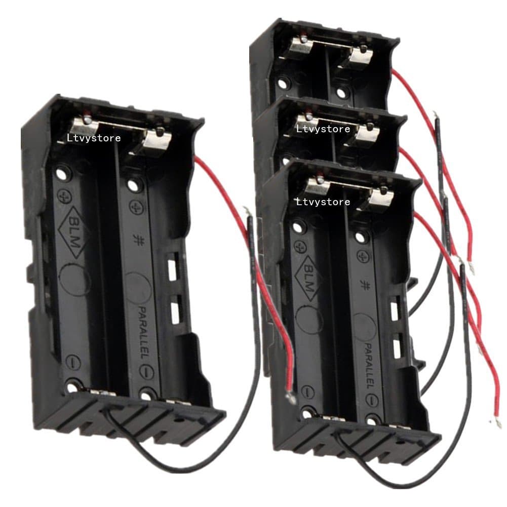 18650 Battery Case Holder, 4 Pcs 2 Slots x 3.7V DIY Battery Storage Box, in Parallel Black Plastic Batteries Case for 2 x 18650 Ltvystore