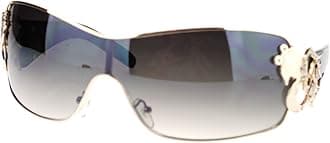 Womens Coy Metal Jewel Designer Fashion Shield Wrap Sunglasses