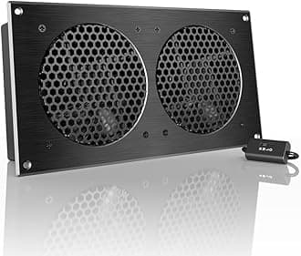 AIRPLATE S7, Quiet Cooling Fan System 12" with Speed Control, for Home Theater AV Cabinets