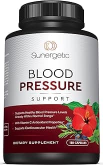 Premium Blood Pressure Support Supplement for Cardiovascular & Heart Health with Garlic, Hawthorn & Hibiscus (180 Capsules)