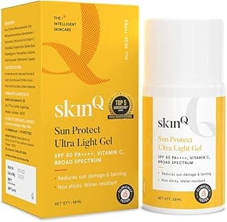 SkinQ Sunscreen for Men & Women 50ml with Vitamin C, SPF 40 & Broad Spectrum PA++++ | Sun Protect Ultra Light Gel suitable for All Skin Types | Lightweight, Non-Sticky & Water-Resistant
