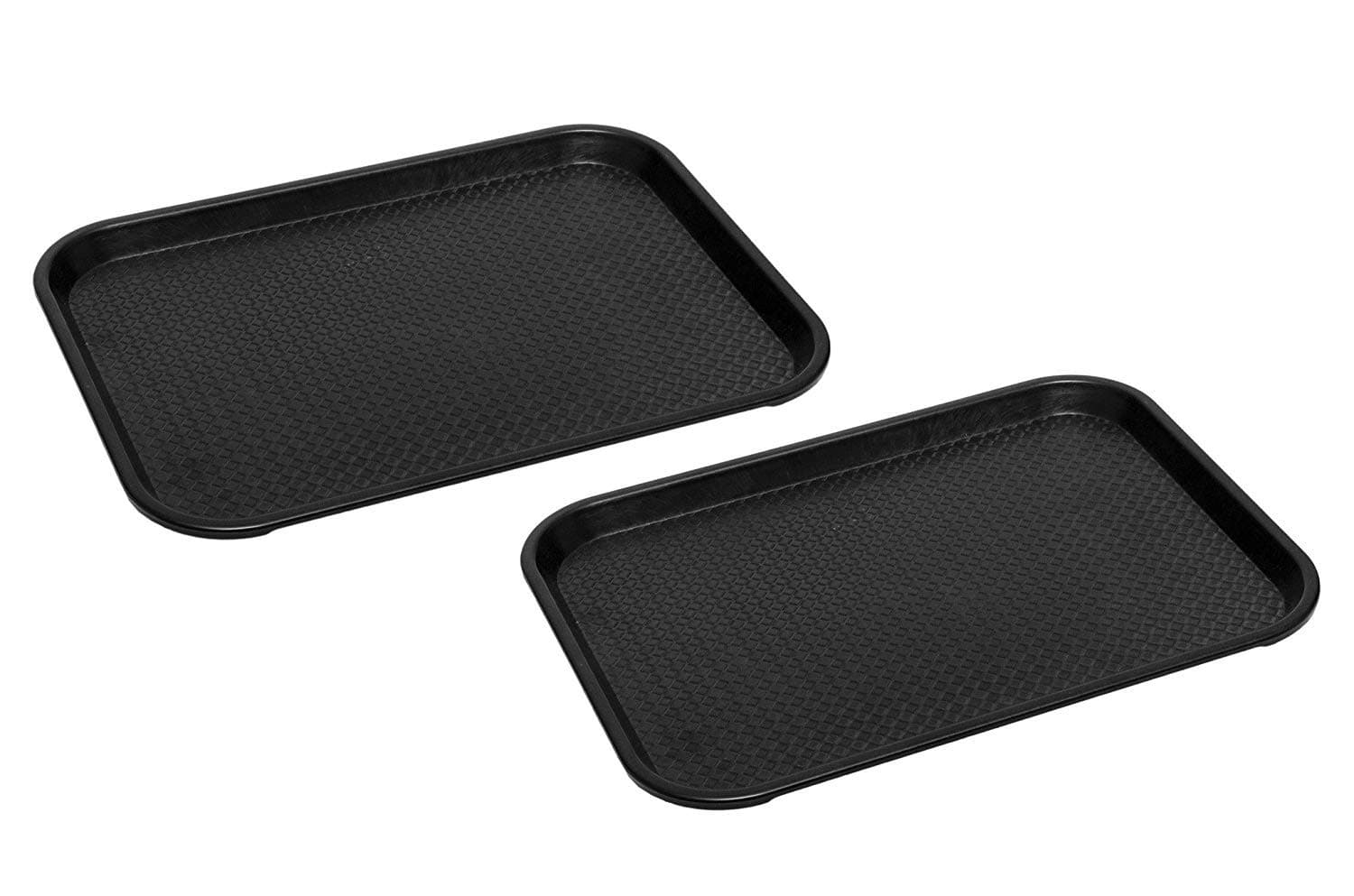 Durable Multi-Use Plastic Serving Trays 18" Rectangular Plastic Trays for Kitchen (Pack of 2) (Black)