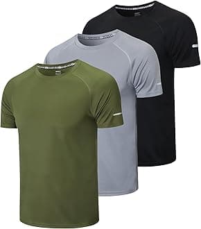 1/3 Pack Mens T-Shirts Quick Dry Short Sleeve Tops Adult Moisture Wicking Active Athletic Running Work Shirts