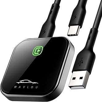 Carplay Wireless Adapter UK, Mavlou Latest Upgrade Carplay Dongle, Metal Frame, Glass Panel, Convert Wired to Wireless Car Play, Plug and Play OTA Upgrade, for iPhone iOS 10+ & Cars with Wired CarPlay