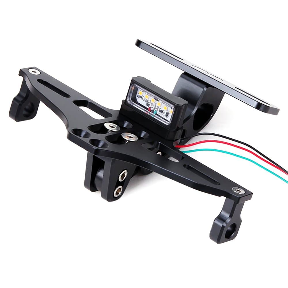 Oumurs CNC Motorcycle Folding License Plate Holder LED Tail Light Eliminator Kit 6 LEDs Adjustable Universal for Honda Yamaha Suzuki Ducati