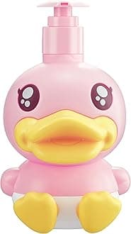 Cute Soap Dispenser for Kids Gift,Bathroom Kitchen Countertop Vanity Top Dispenser fit Body Lotion Shampoo Shower Hand Sanitizer Animal Pink B Duck Themed Soap Bottle with Pump Bath Accessories