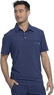 CHEROKEEMens Scrub Top Modern Fit Polo T-Shirt with Zipper Chest Pocket CK825A