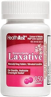 HealthA2Z® Woman's Gentle Laxative | Bisacodyl Stimulant Laxative 5mg | Constipation Relief | Gentle and Reliable | Overnight Relief (250 Tablets)