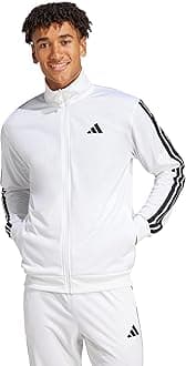 adidas Men's 3-Stripes Tricot Track Top Sweatshirt, White/Opulent Garden, X-Large