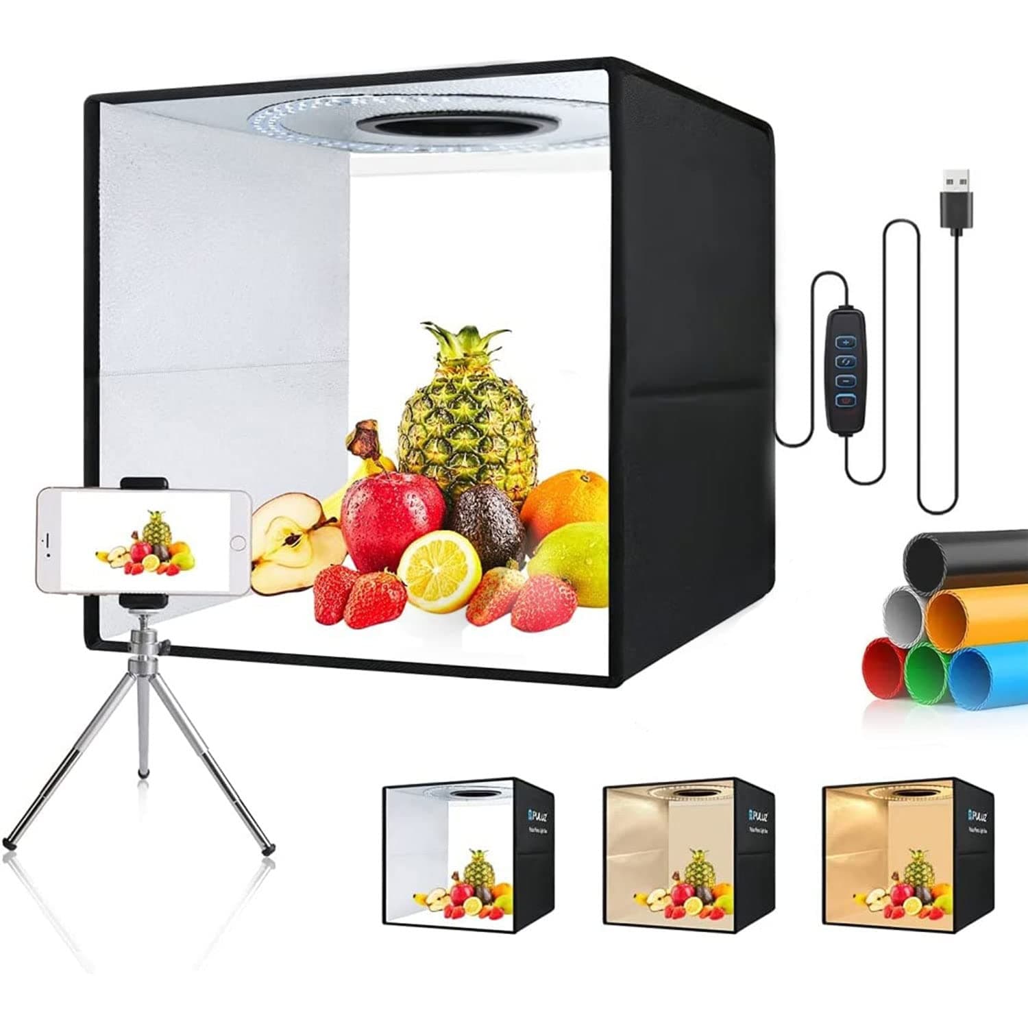 MOLOR 15.75"/40cm Portable Photo Studio Light Box,Foldable Photography White Light Box with Adjustable Soft Light Cloth Professional Photography Equipment,Light Box for Product Photograph