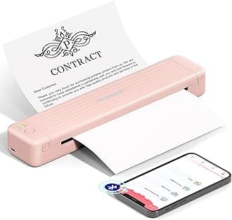 Phomemo P831 Thermal Printer A4, 300 DPI Portable Printer for Office, Invoice and Car Business Trip Printing, Small Inkless Printer Compatible with iOS and Android, Pink