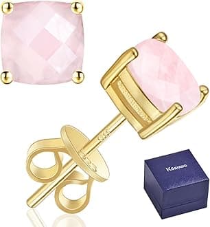 GRA Mens S925 Sterling Silver Moissanite Stud Earrings- 2.0CT D Color Lab Created Diamond 18K White Gold Plated Earring for Men Women (Pink Crystal-gold)