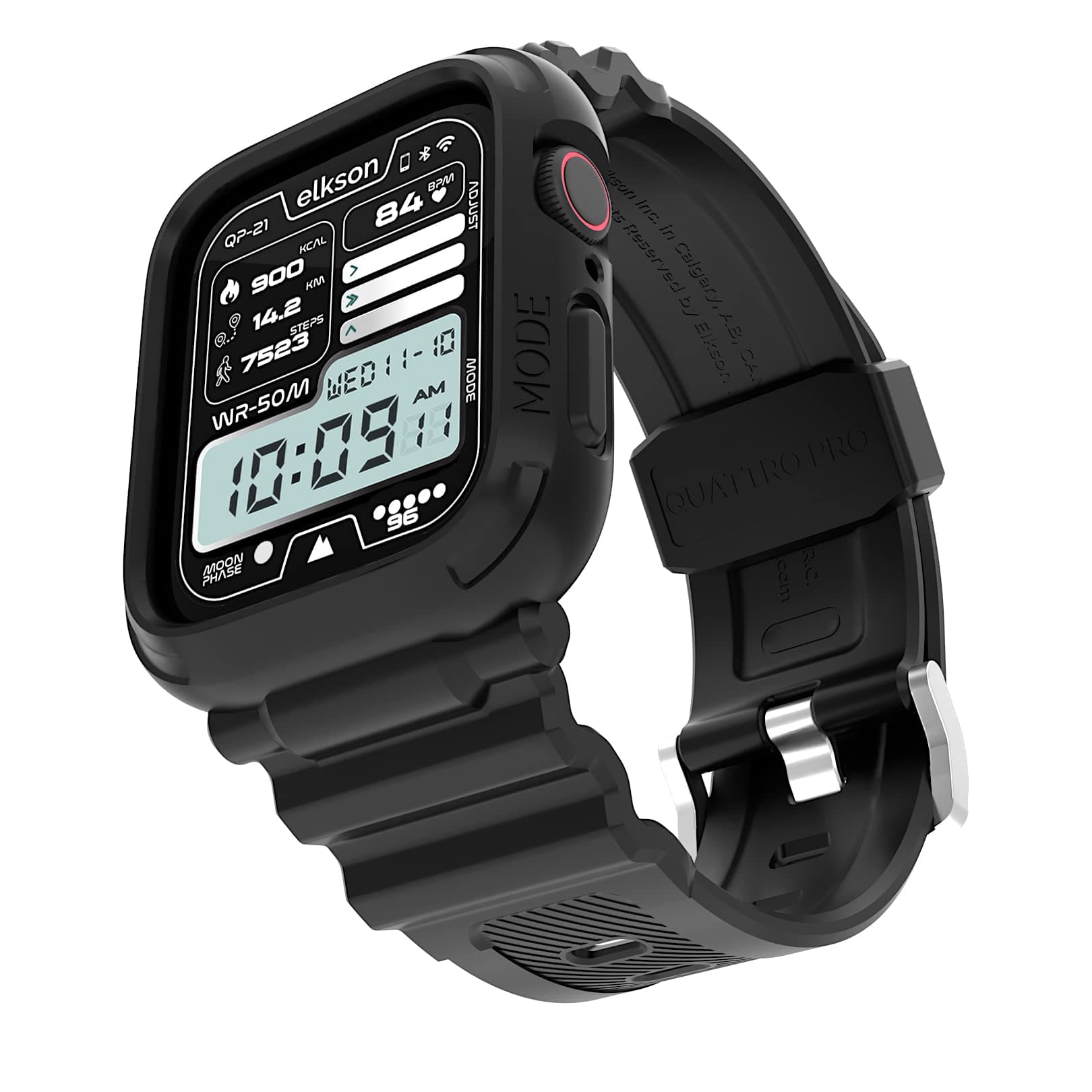 Designed for Apple Watch Series SE3 9/8/7/6/5/4 [45/44mm], Quattro Pro Series Rugged Military Grade Protective Bumper Case with Strap Bands for iWatch