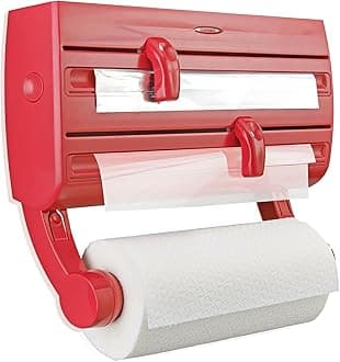 Leifheit Wall-mounted roll holder Parat F2 for Aluminium foil, kitchen rolls , Colour Red