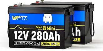 12V 280Ah Mini LiFePO4 Lithium Battery with Bluetooth, 200A BMS Low Temperature Protection, 15000 Cycles Max. 3584Wh Energy, Perfect for Motorhome, Solar System, Trolling Motor (12V280miniBT-2Pack)