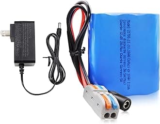 KBT 12V 10000mAh Rechargeable Li-ion Battery, Bare Leads Wire Replacement Battery Pack with 12V Charger Compatible for 12Volt Devices RC Car, RC Boat, Robot, DIY, LED Light Kit