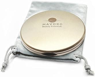 Magnifying Compact Mirror | 1x/10x Magnification | 10cm Small Pocket Purse Double Sided Travel Makeup Mirror | Folding Portable Hand Compact Mirror for Handbag and Purses (Champagne Gold)