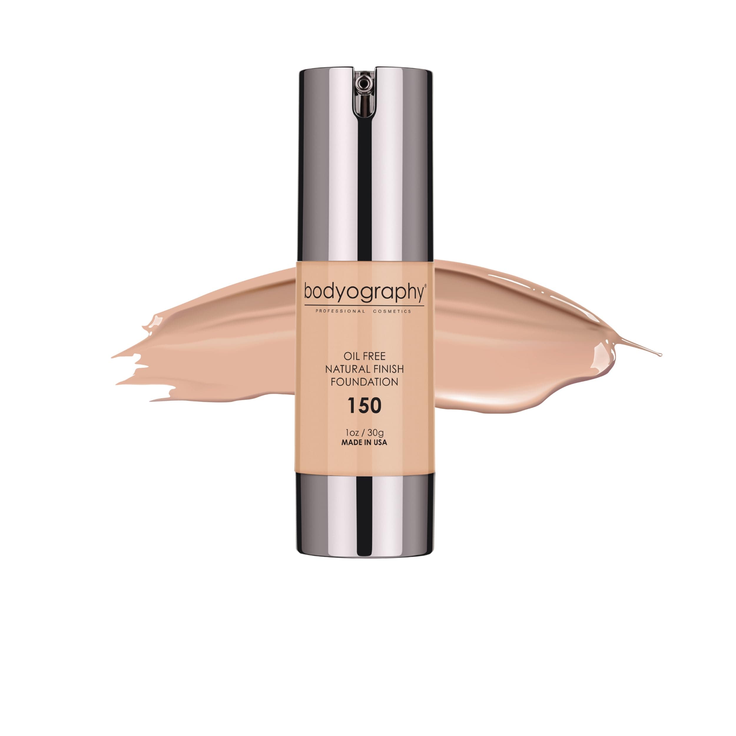 Bodyography Matte Foundation Makeup (Light Medium #150) Oil-Free Anti-Aging Salon Natural Finish w/ Vitamin E, C, Antioxidants | Vegan, Gluten-Free, Paraben-Free, 1 ounce