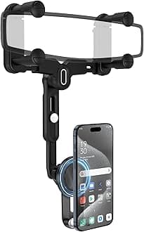 for Magsafe Car Mount, Rear View Mirror Phone Holder, Magnetic Phone Holder for Car Compatible with iPhone 16/15/14/13/12 Series and All Phones with Magsafe Case or Metal Ring