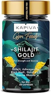 Kapiva Shilajit/Shilajeet Gold 60 Capsules | Contains 24 Carat Gold | For Stamina, Muscle Growth & Energy | Ashwagandha, Gokshura, Safed Musali & Other Action Herbs & 100% Ayurvedic