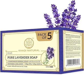 Khadi Natural Ayurvedic handmade bath soap 125g Each PURE LAVENDER Soaps Pack of 5