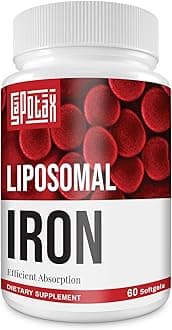 Sapotax Liposomal Fe Iron Supplement For Women,65 Mg With Folic Acid & Vitamin B12 Men,Red Blood Cell Production Energy Support Adults Deficiency 60 Softgels(1 Bottle)
