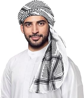 HOMELEX Keffiyeh Arab Head Scarf for Men Sheikh Muslim Turban Saudi Dubai Headwear