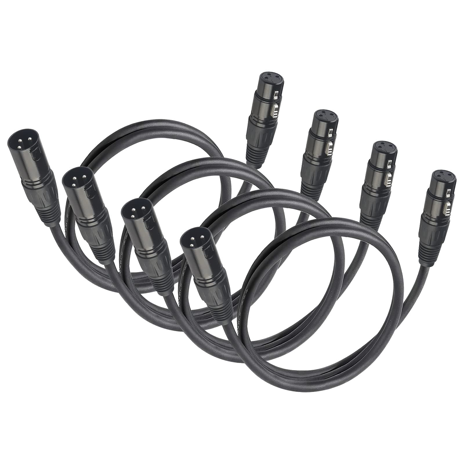 – DMX Cable 1.2m, 3.94ft XLR Cables for Stage Light or Microphone, 3 Pin DMX Cables With Male to Female Connector.(Pack of 4)