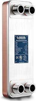 ALECOIL 4"x12"-10 Plates Heat Exchanger with 1" MPT Port Water to Water 316L Stainless Steel Brazed Plate Heat Exchanger for Water Heating, Floor Heating, Industrial and Commercial Refrigeration