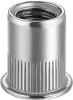 100Pcs Rivet Nut M10 Metric Stainless Steel 304 Finish Flat Head Rivnut Threaded Insert Nut Knurled Body