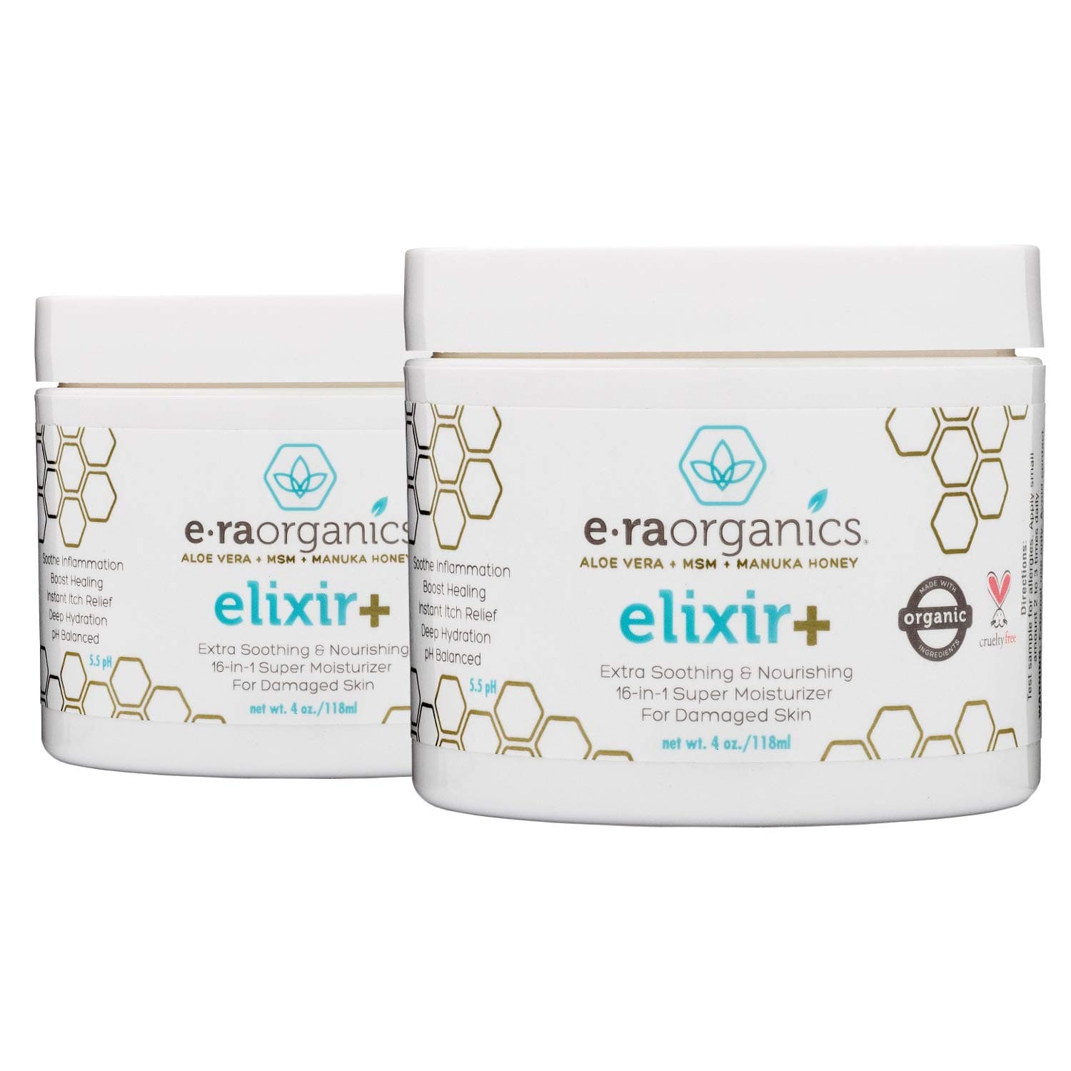 Hydrocortisone Anti Itch Cream Alternative - (2 Pack) Extra Strength 16-in-1 Natural Itch Relief Cream 4oz Era-Organics