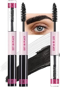 - evpct 2-in-1 Tinted Brow Gel & Clear Brow Setting Glue Eyebrow Gel Kit - Strong Hold 24HR Waterproof Smudgeproof Eyebrow Makeup for Natural Soft Full Brows, Brows Enhancer Mascara Makeup - Black