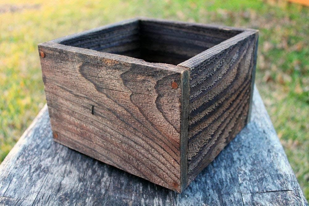 Square Rustic Farm Planter Box 8"W, 10"W and 12"W (5" - 5.75"T - Tall Version)