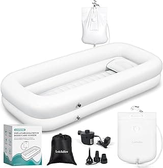 Medical Inflatable Bathtub,Shower Bath Basin Kit, PVC Portable Bathtub with Electric Air Pump,Portable Bathtub Wash Full Body in Bed Bath,for Elderly (White)