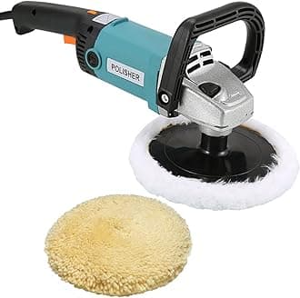 1200Watt Electric Car Polisher Polishing Machine Adjustable Speed Car Electric Polisher Waxing Buffing Sanding Machine (Extra 7" Wool buffing Pad) (Color-Multi, Watt-1200W, Speed-3000rpm)